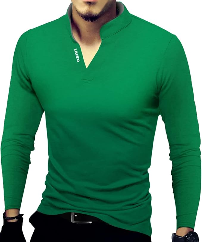 Camisa polo masculina fashion manga comprida slim fit Henley camisetas roupas de algodão