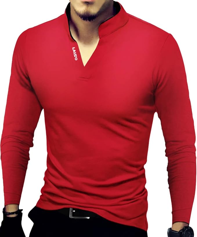 Camisa polo masculina fashion manga comprida slim fit Henley camisetas roupas de algodão