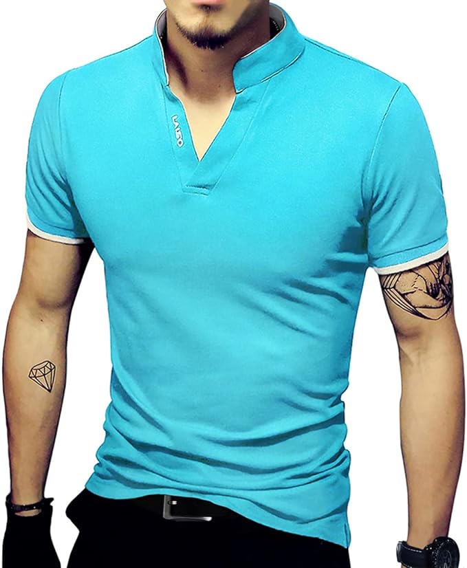 Camisa polo masculina fashion manga comprida slim fit Henley camisetas roupas de algodão