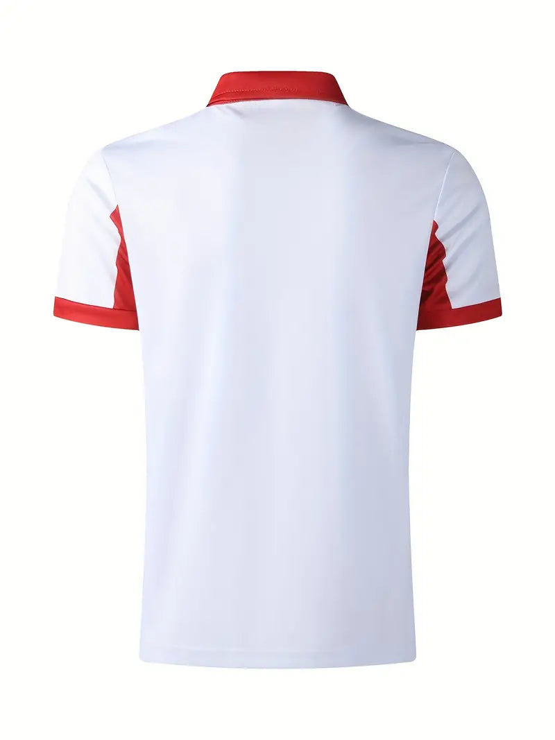 Camisetas masculinas de manga curta com bloco de cores, camisa masculina estilosa e confortável
