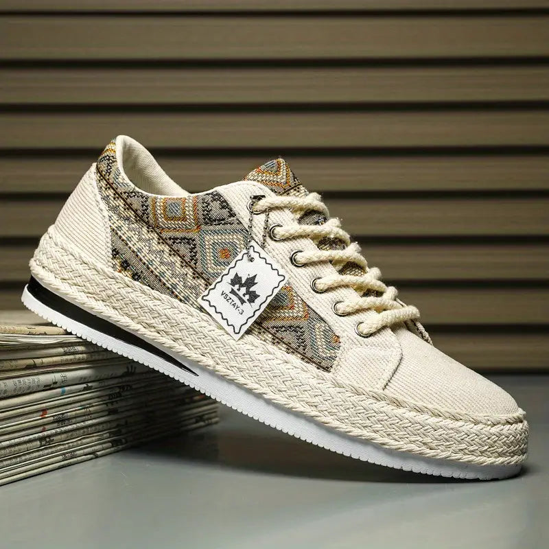 Sapatilhas masculinos de lona com cadarço de cano baixo, sapatos de skate respiráveis da moda