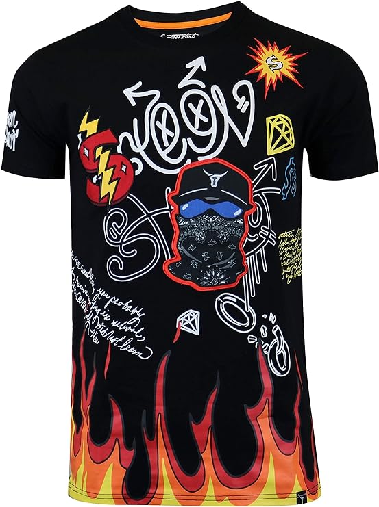 Camisetas masculinas hipster hip-hop urbano com desenhos de animação