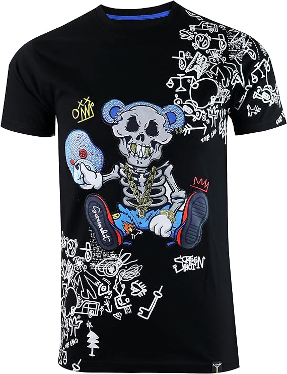 Camisetas masculinas hipster hip-hop urbano com desenhos de animação