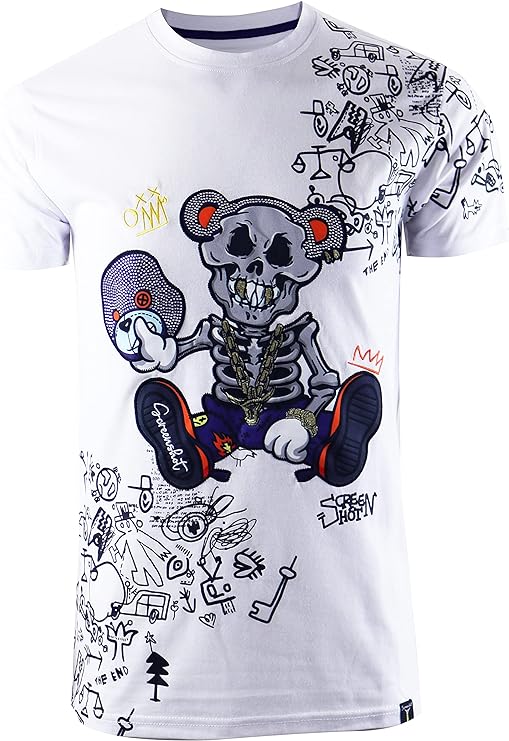 Camisetas masculinas hipster hip-hop urbano com desenhos de animação