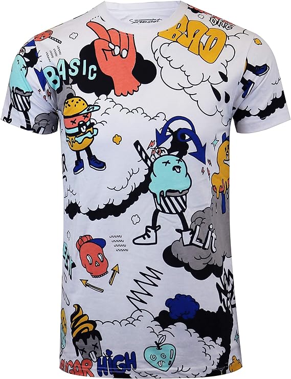 Camisetas masculinas hipster hip-hop urbano com desenhos de animação