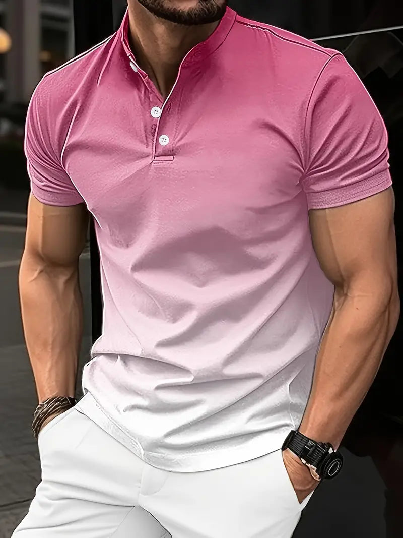 Camiseta masculina de manga curta casual com Lapela Para Golfe