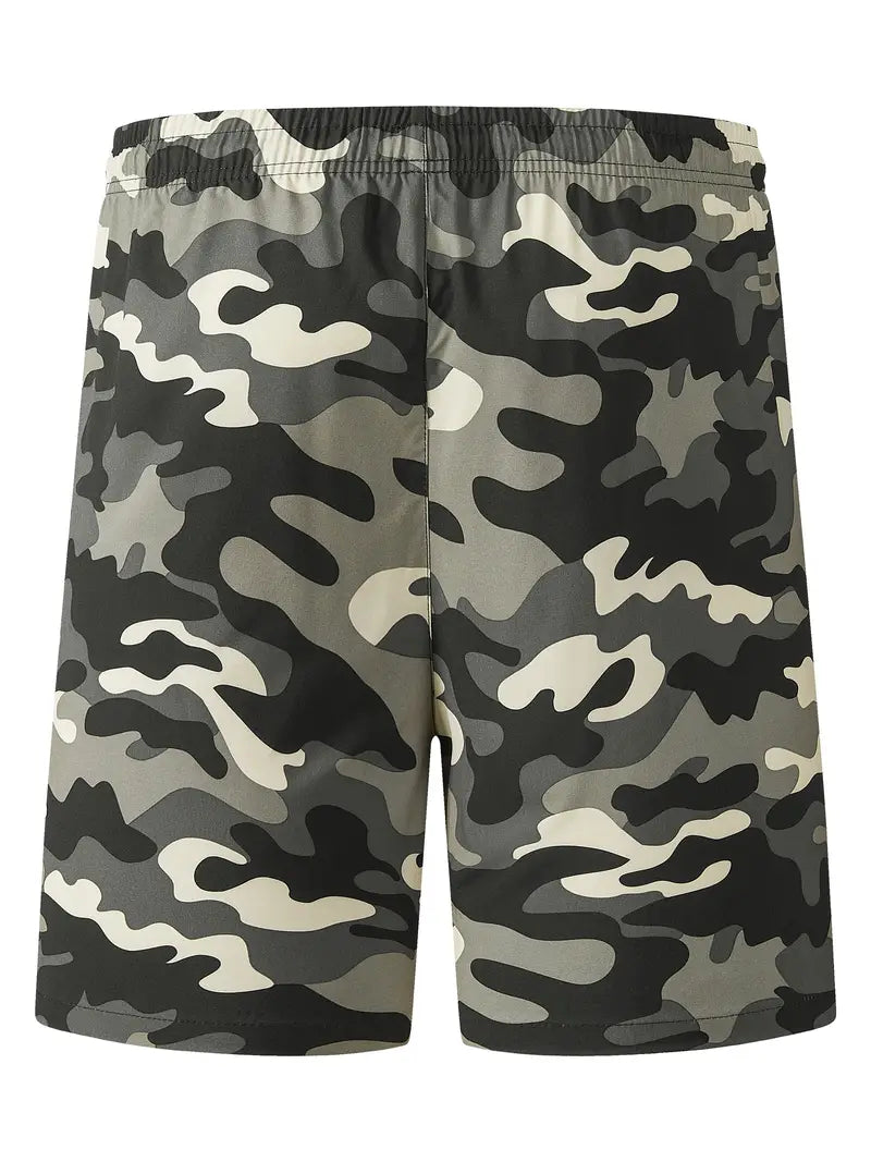 Shorts esportivos masculinos de secagem rápida com bolso com zíper