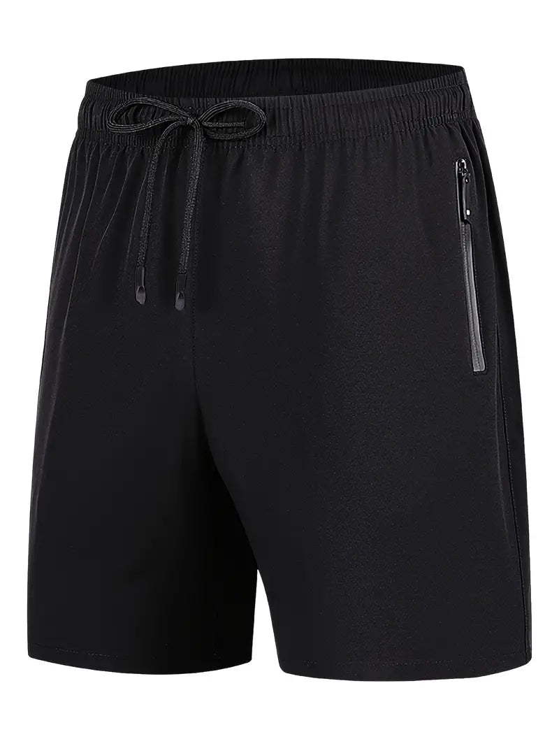 Shorts esportivos masculinos de secagem rápida com bolso com zíper