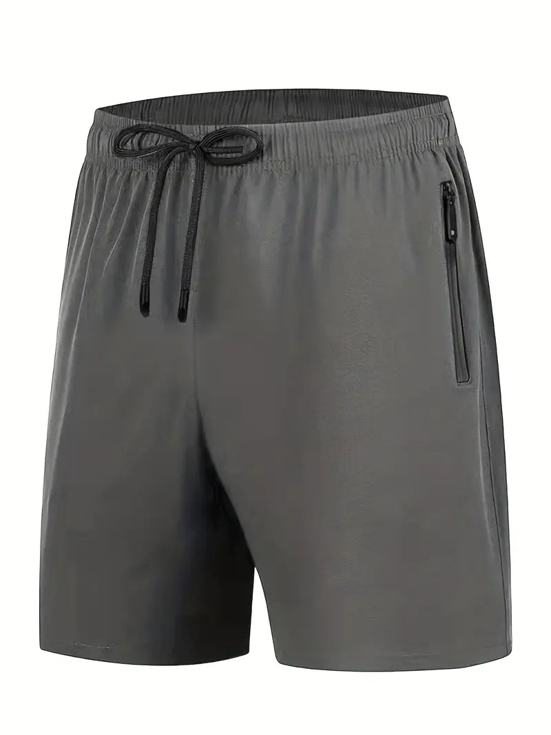 Shorts esportivos masculinos de secagem rápida com bolso com zíper