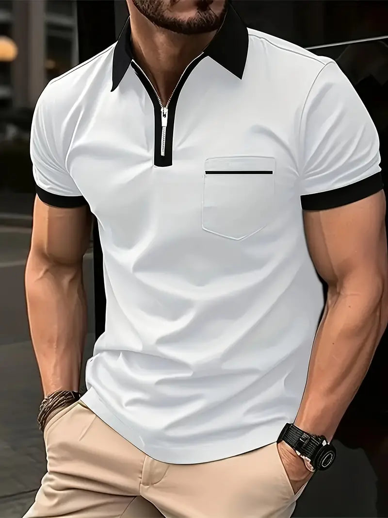 Camiseta de verão confortável e moderna com contraste de cores para homens
