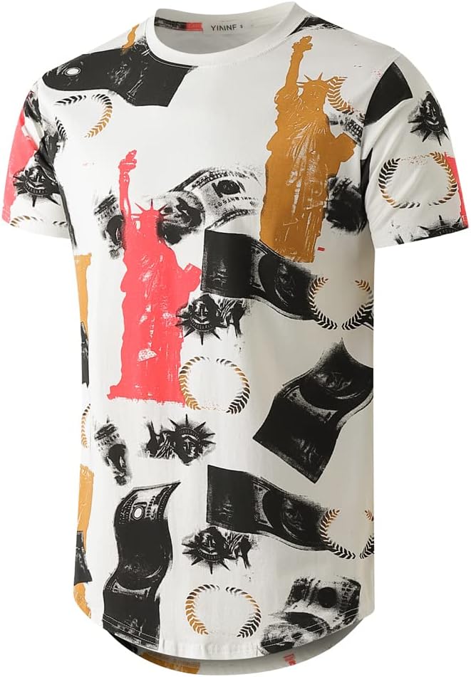 Camiseta masculina Hipster Hip Hop com estampa de manga curta