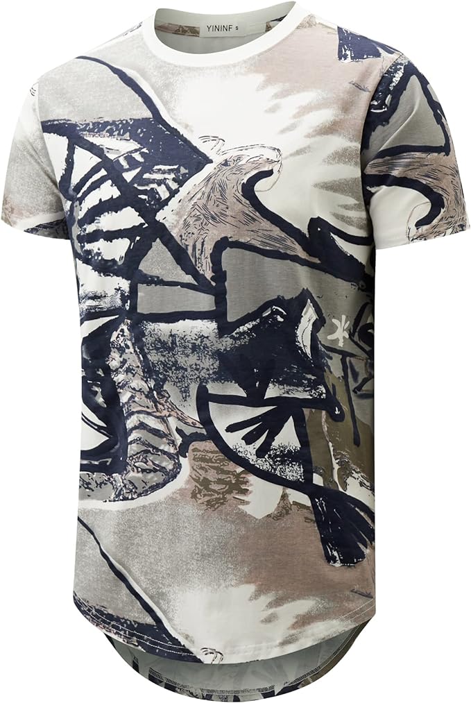 Camiseta masculina Hipster Hip Hop com estampa de manga curta