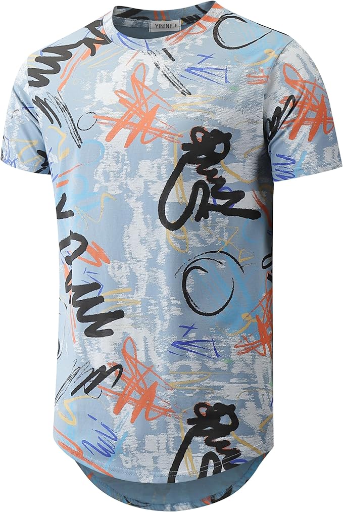 Camiseta masculina Hipster Hip Hop com estampa de manga curta