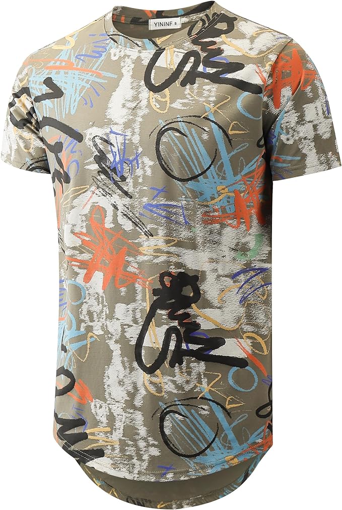 Camiseta masculina Hipster Hip Hop com estampa de manga curta