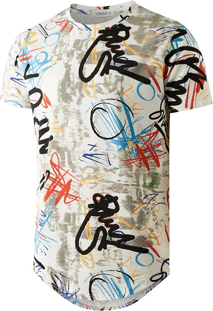Camiseta masculina Hipster Hip Hop com estampa de manga curta