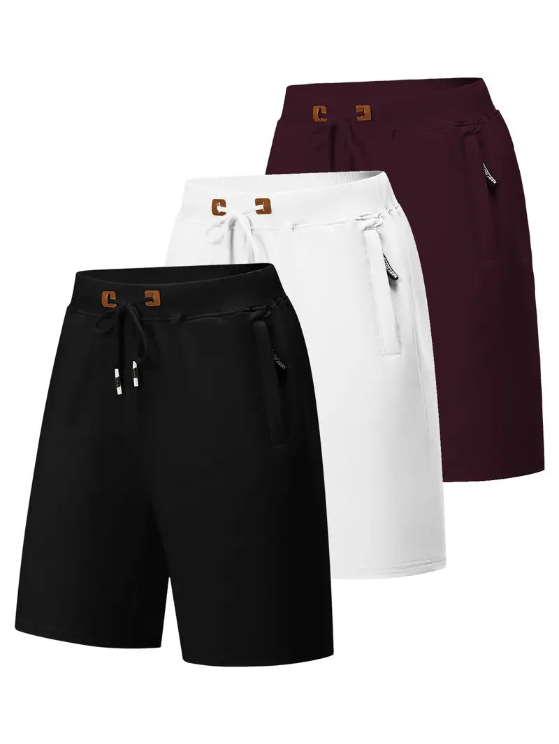 3 Peças de Shorts masculinos confortáveis , Shorts casuais uso diário