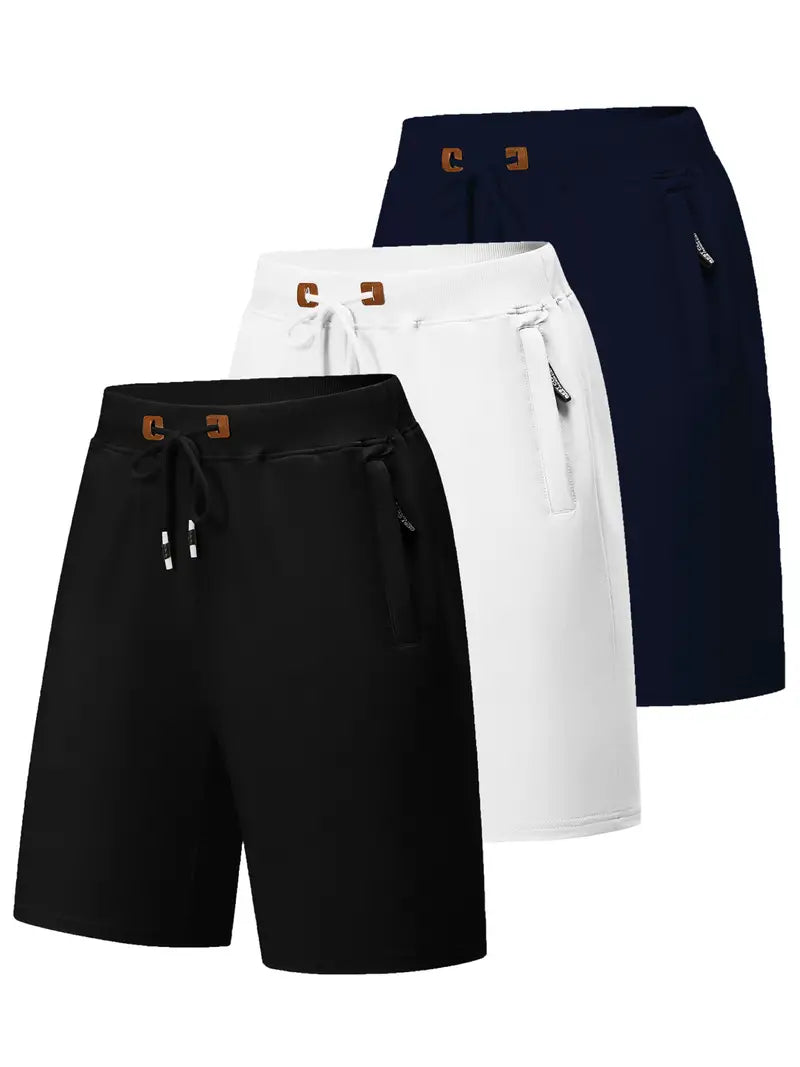 3 Peças de Shorts masculinos confortáveis , Shorts casuais uso diário