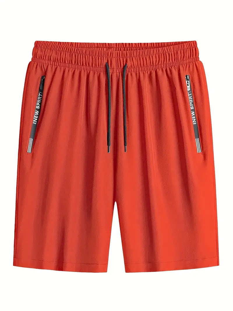 Bermudas confortáveis com bolsos com zíper, shorts casuais de cor sólida para passeio e actividdades esportivas