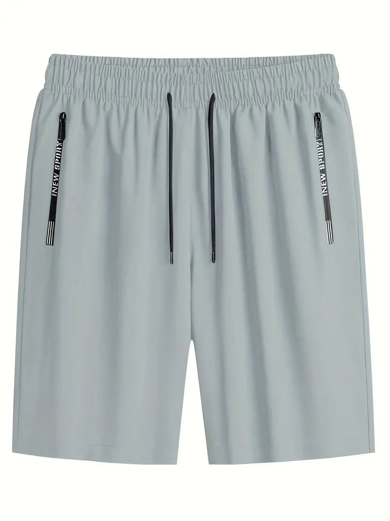 Bermudas confortáveis com bolsos com zíper, shorts casuais de cor sólida para passeio e actividdades esportivas