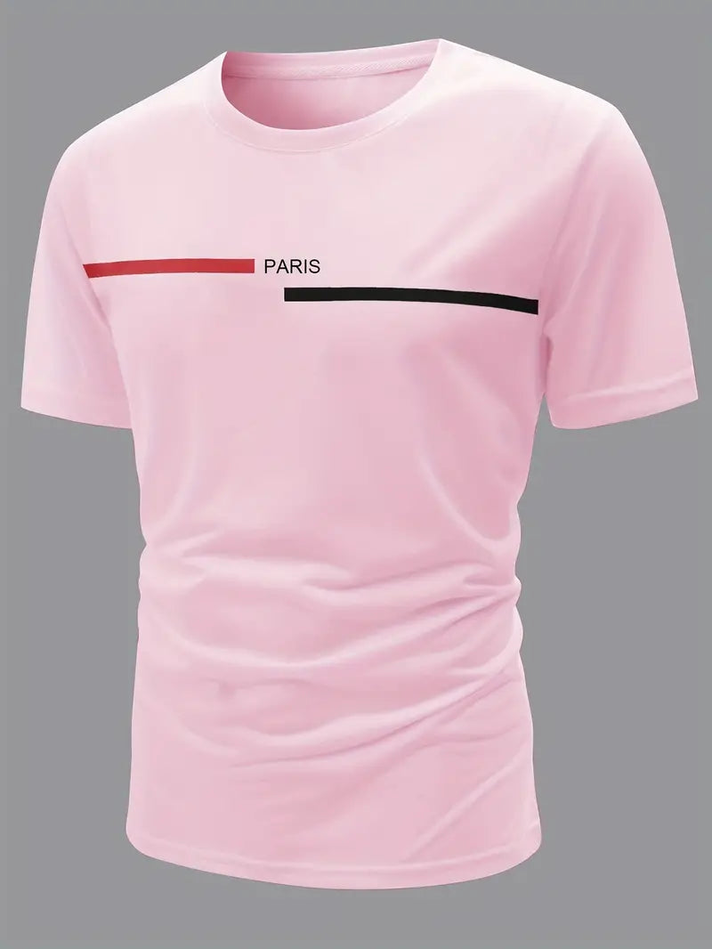 Camiseta masculina moderna com estampa de alfabeto – estilo confortável com gola redonda