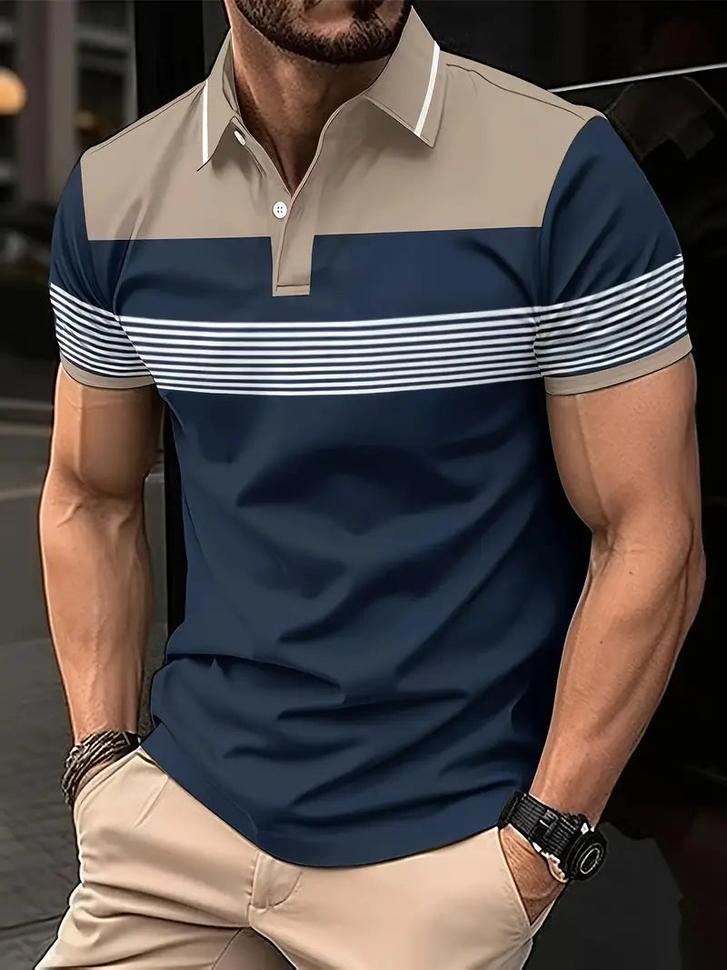 Camisete polo masculino elegante – tecido respirável e de secagem rápida