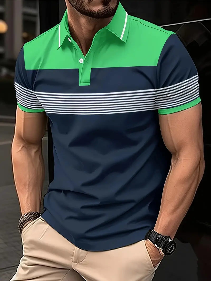 Camisete polo masculino elegante – tecido respirável e de secagem rápida