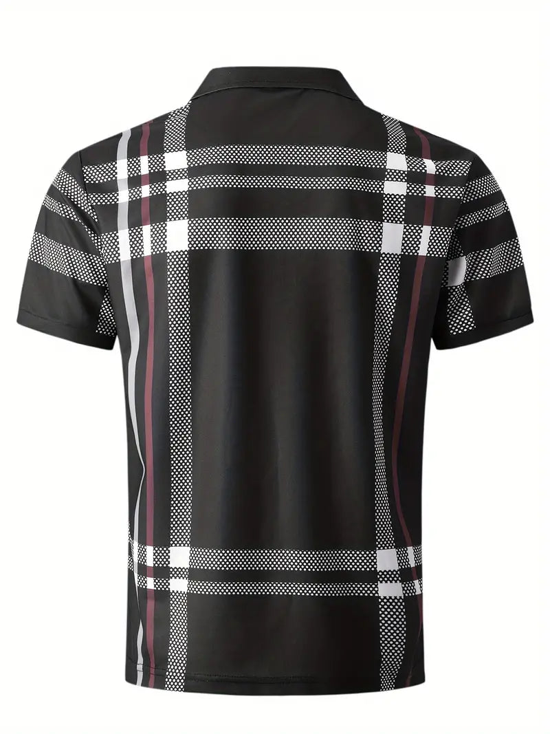 Camisete clássica de ajuste regular respirável, camiseta casual masculina com decote em v manga curta