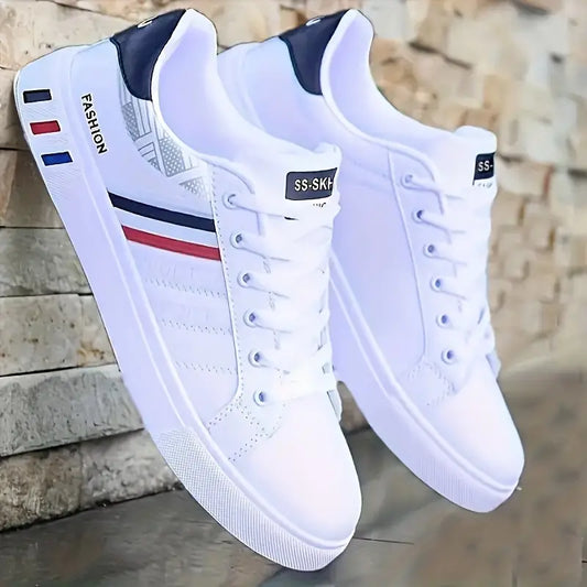 Sapatilhas masculino estilo urbano de couro PU, cano baixo confortável