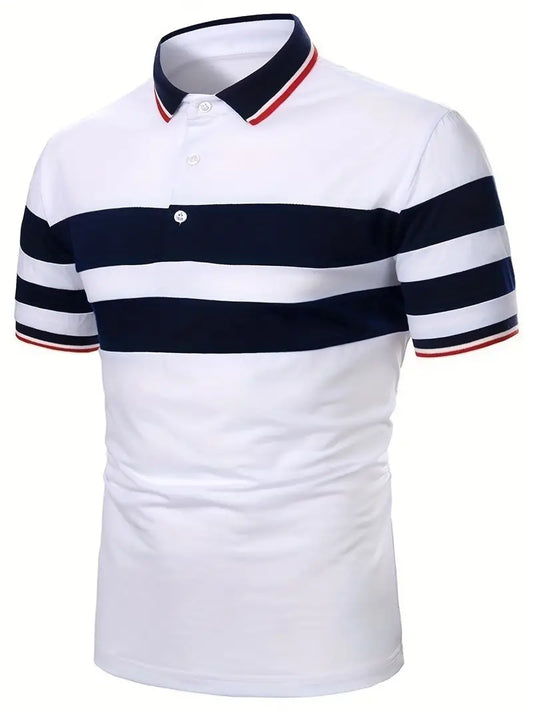 Camisete de manga curta masculina de bloco de cores, para lazer e esportes