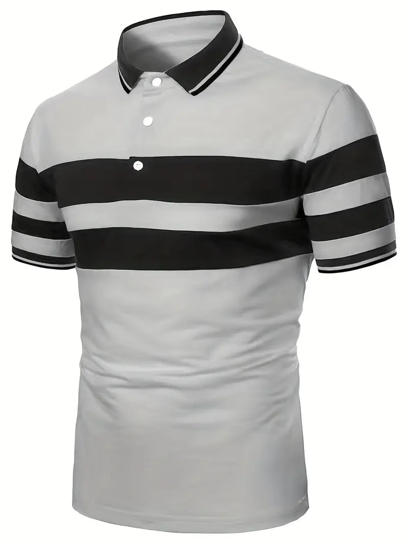 Camisete de manga curta masculina de bloco de cores, para lazer e esportes