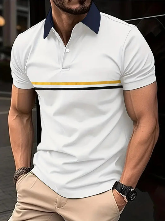 Camisete masculina listrada de manga curta para o dia á dia, lazer e esportes