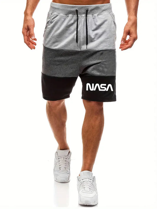 Shorts casuais masculinos com bloco de cores, Shorts de Praia Com cordão