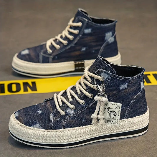 Sapatilhas  masculino de jeans e cano alto para todas as estações