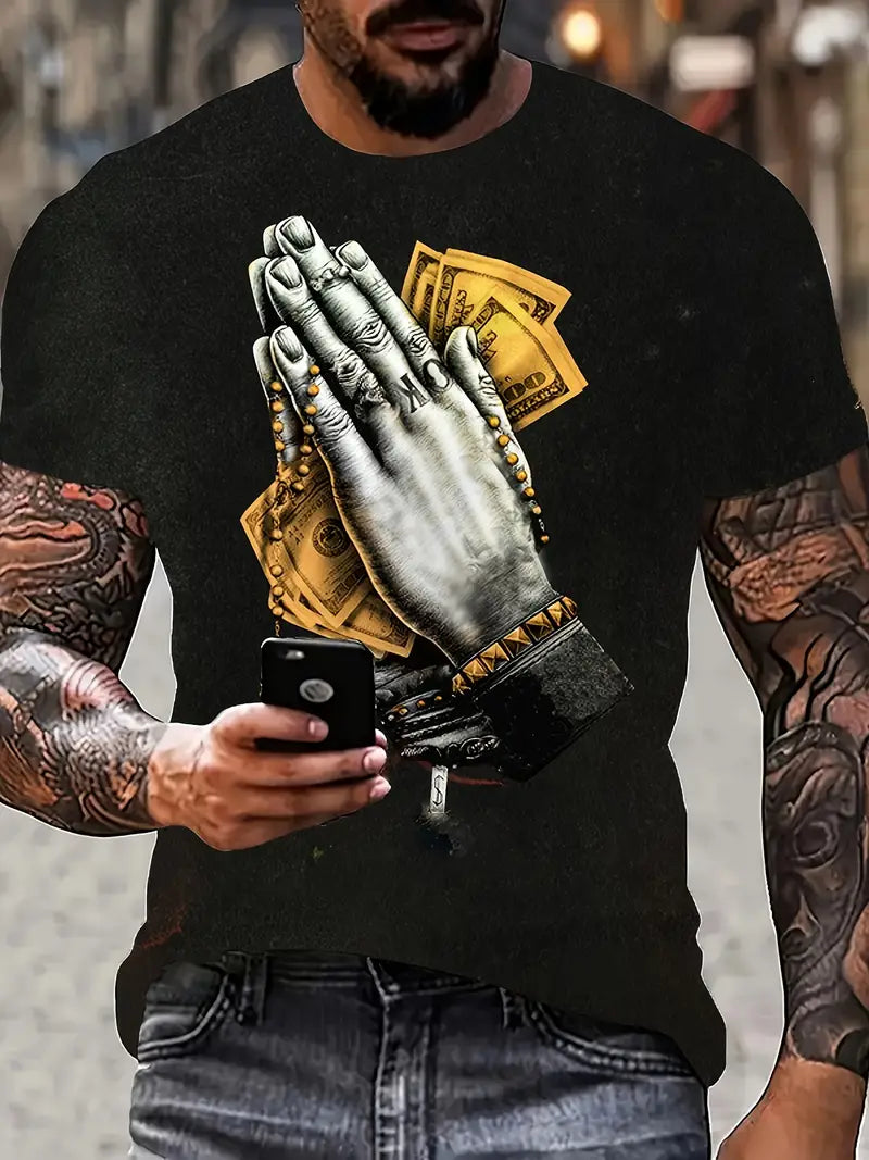 Camiseta de manga curta de Gola redonda do Estilo Hip Hop , Moda Urbana Masculina