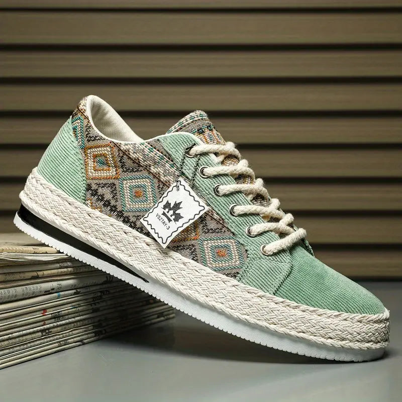 Sapatilhas masculinos de lona com cadarço de cano baixo, sapatos de skate respiráveis da moda
