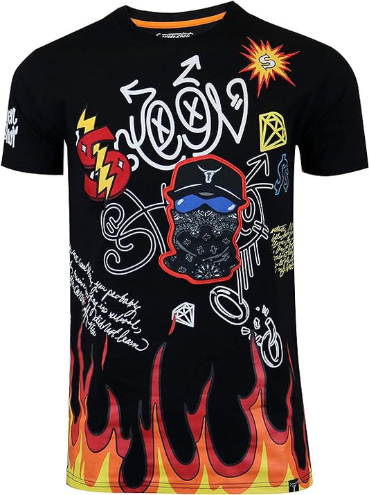 Camisetas masculinas hipster hip-hop urbano com desenhos de animação