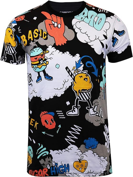 Camisetas masculinas hipster hip-hop urbano com desenhos de animação