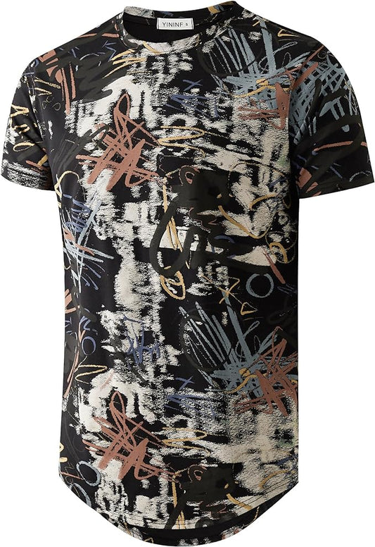 Camiseta masculina Hipster Hip Hop com estampa de manga curta