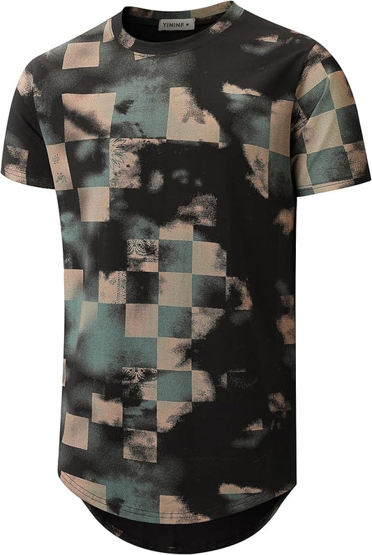 Camiseta masculina Hipster Hip Hop com estampa de manga curta