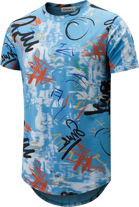 Camiseta masculina Hipster Hip Hop com estampa de manga curta