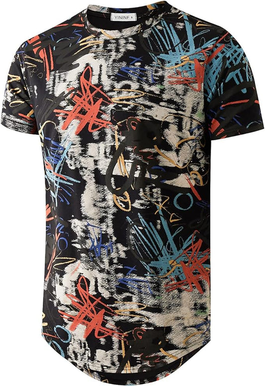 Camiseta masculina Hipster Hip Hop com estampa de manga curta