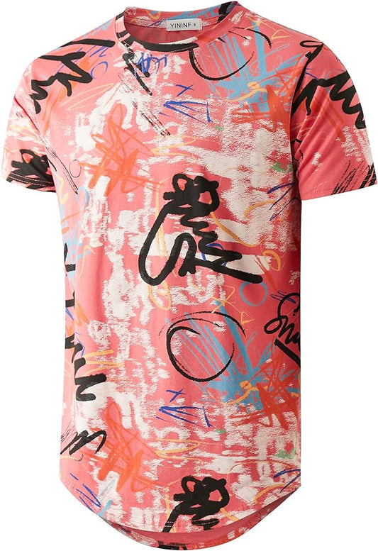 Camiseta masculina Hipster Hip Hop com estampa de manga curta