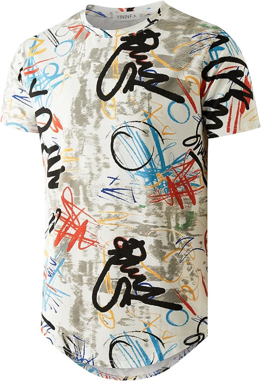 Camiseta masculina Hipster Hip Hop com estampa de manga curta